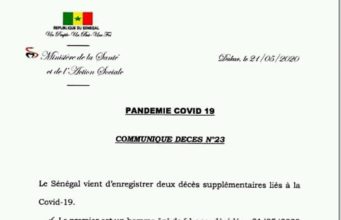 Coronavirus: le Sénégal enregistre 2 nouveaux morts