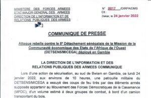Casamance: deux militaires tués par des rebelles