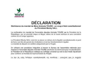 Déchéance de Mimi: « un coup d’état constitutionnel (Yewwi)